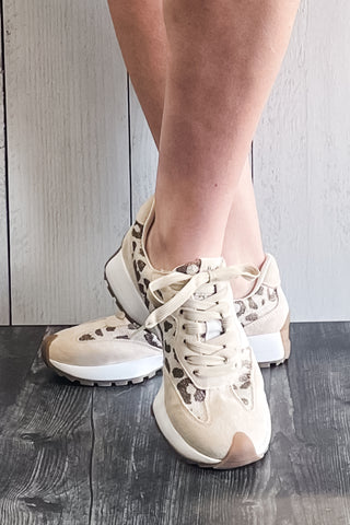 Corkys No Prob Sporty Sneakers Tan Leopard Sparkle