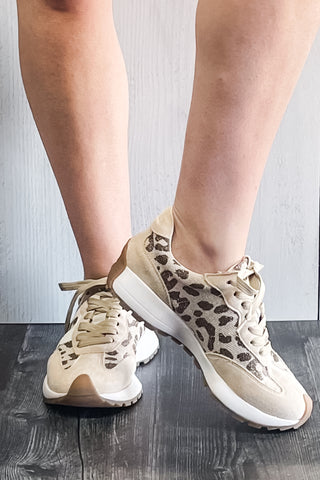 Corkys No Prob Sporty Sneakers Tan Leopard Sparkle