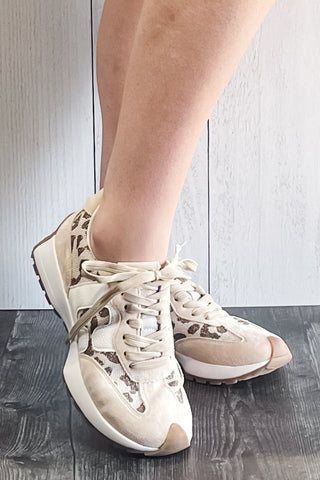 Corkys No Prob Sporty Sneakers Tan Leopard Sparkle