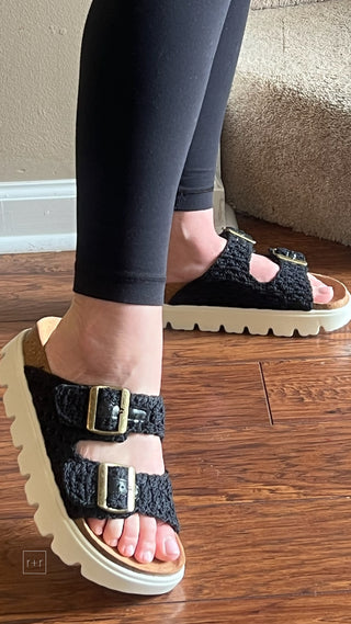 corkys footwear rumor has it platform sandals black crochet macrame