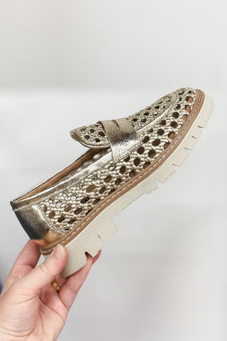 Corkys Footwear So Put Together Gold Loafer with lug sole