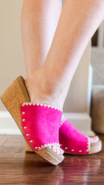 boutique by corkys footwear stitch n slide wedge sandal fuchsia