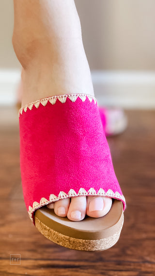 boutique by corkys footwear stitch n slide wedge sandal fuchsia