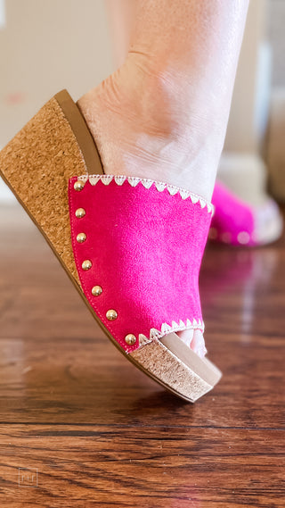 boutique by corkys footwear stitch n slide wedge sandal fuchsia