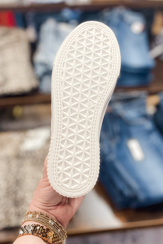 Corkys Footwear Thats Her Casual Fashion Sneaker Sand White Black bottom view