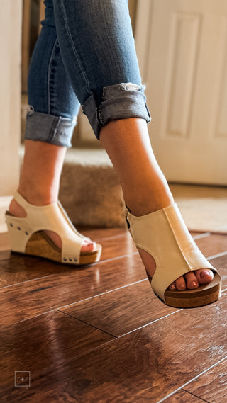 corkys footwear tiffanee wedge sandal in ivory