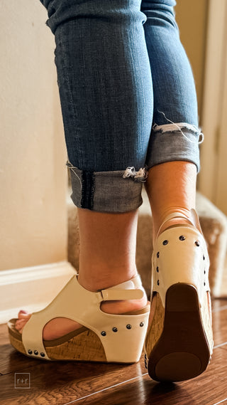 corkys footwear tiffanee wedge sandal in ivory