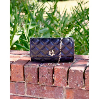 Caroline Hill Brynleigh Clutch Crossbody Black Quilted Purse