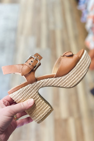 Corkys Footwear Daddys Money Tan Chunky Block Heel Sandals