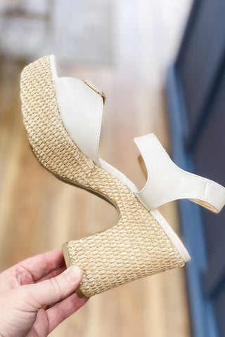 Corkys Footwear Daddys Money Ivory Chunky Block Heel Platform Sandals