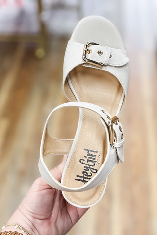 Corkys Footwear Daddys Money Ivory Chunky Block Heel Platform Sandals