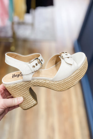 Corkys Footwear Daddys Money Ivory Chunky Block Heel Platform Sandals