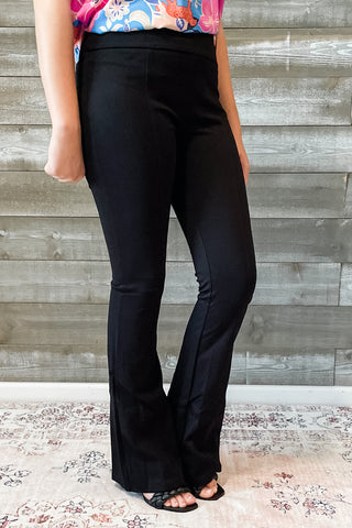 dear scarlett magic black kick flare pull on pants suit separates