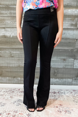 dear scarlett magic black kick flare pull on pants suit separates