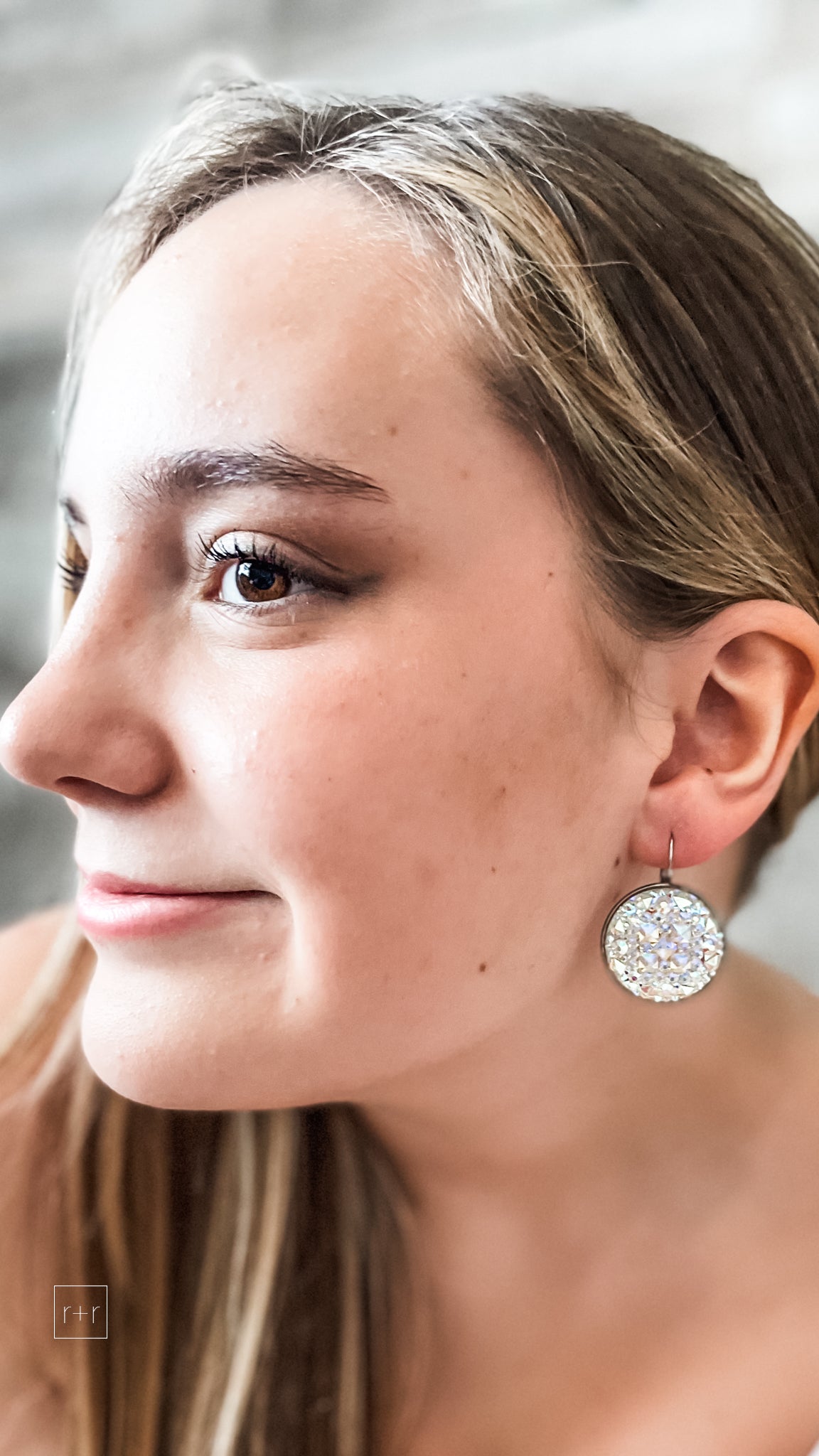 dixie bliss glam leverback earrings in white diamonds