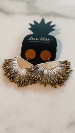 dixie bliss utopia wood statement fan earrings