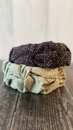 dot print fabric knotted headband in 2 colors