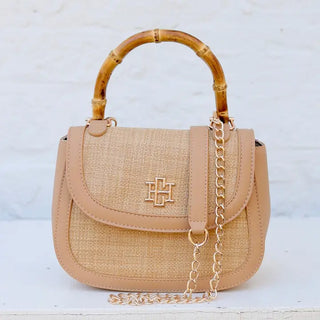 Caroline Hill Jessica Handbag in Natural with Bamboo Handle