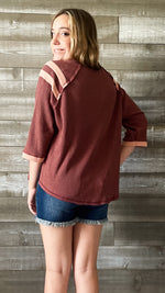 easel plum thermal sweatshirt with peace patch decoration ET70662