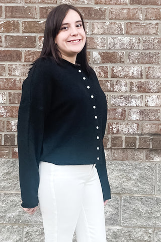 EE:SOME Soft Knit Button Down Cardigan Oversized SJK14493 Black