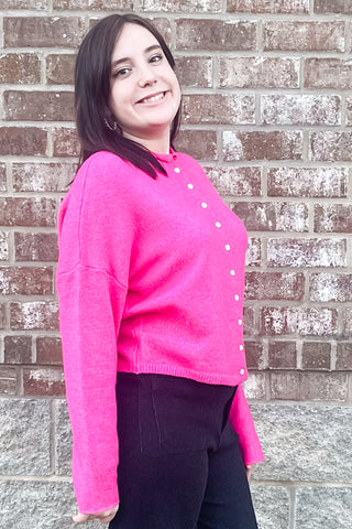 EE:SOME Soft Knit Button Down Cardigan Oversized SJK14493 Pink