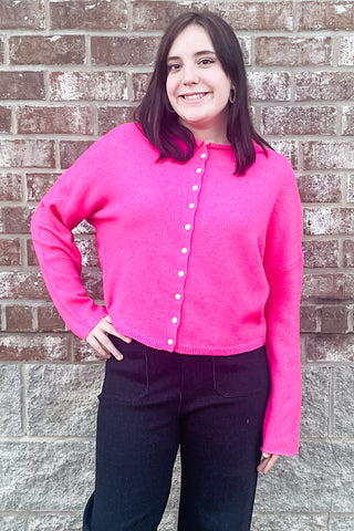 EE:SOME Soft Knit Button Down Cardigan Oversized SJK14493 Pink