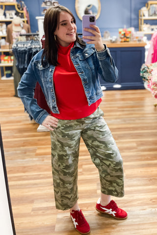 eesome military stone washed camouflage wide leg barrel pants PH15465