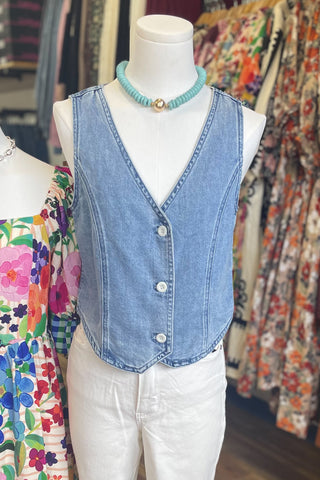 EE:Some structured tailored mineral wash denim vest JK11654