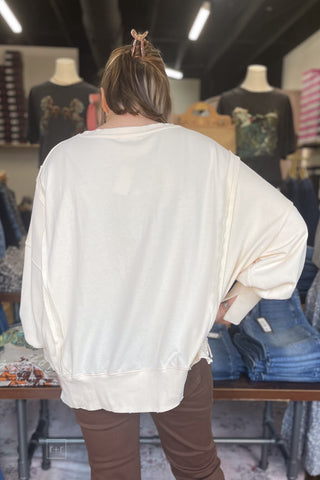EE:SOME bone stone washed pullover sweatshirt double mallard graphic TH15879 back view