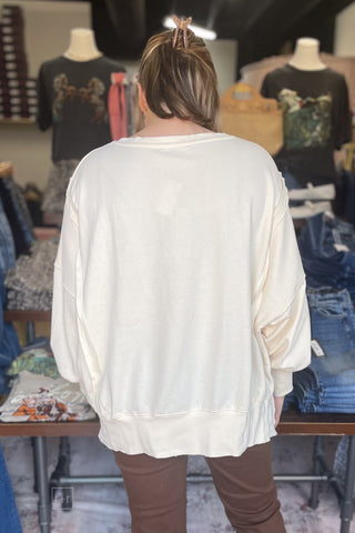 EE:SOME bone stone washed pullover sweatshirt double mallard graphic TH15879 back view