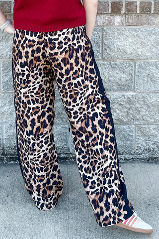 Eesome drawstring track pants leopard print black side stripe ph12839