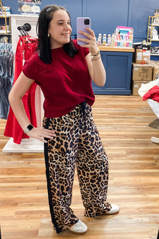 Eesome drawstring track pants leopard print black side stripe ph12839