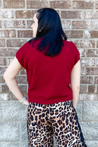 Eesome wine colored diamond textured sweater chest pocket sk14172 wear for Maroon Friday or Mississippi State game day