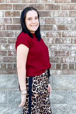 Eesome wine colored diamond textured sweater chest pocket sk14172 wear for Maroon Friday or Mississippi State game day