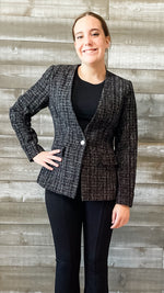 entro womens tweed blazers business casual sport coat J18991 black