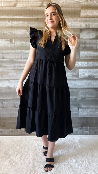 So- Sexy Multi Tier Black Ruffle Dress