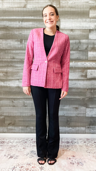 entro womens tweed blazers business casual sport coat J18991 orchid