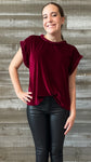 entro ruby velvet short sleeve blouse with braided trim detail for christmas T24905