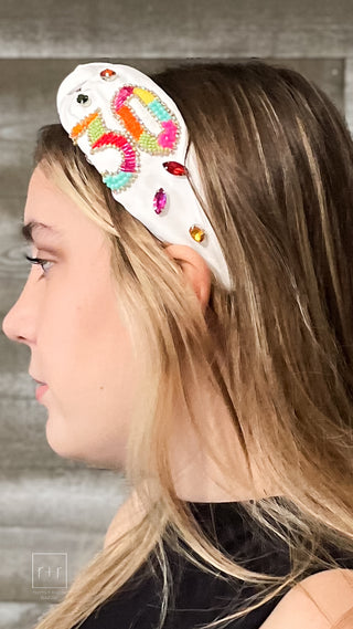 birthday novelty white headbands with beaded designs-flirty 30 birthday