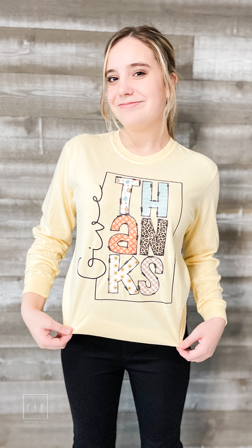 give thanks long sleeve graphic tee