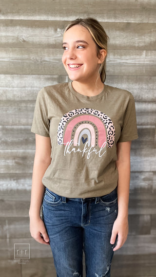 rainbow thankful graphic tee