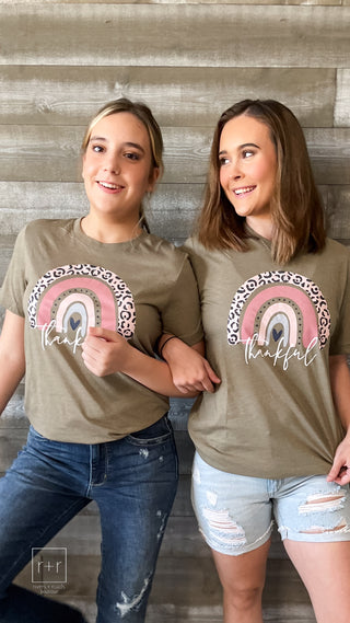 rainbow thankful graphic tee