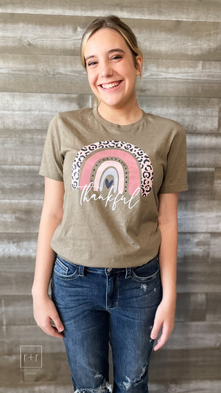 rainbow thankful graphic tee