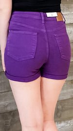 judy blue high waist tummy control purple garment dyed cuffed shorts JB150268REG