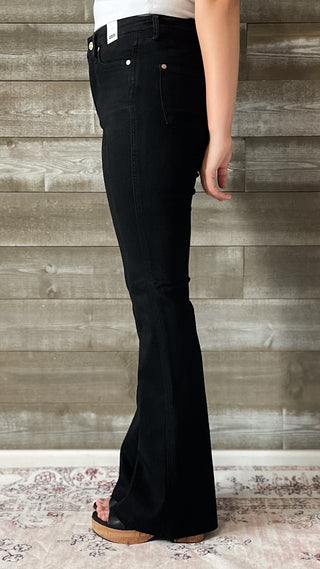 judy blue high waist tummy control cut hem flares in black JB88699REG