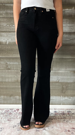 judy blue high waist tummy control cut hem flares in black JB88699REG