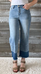 judy blue spring denim high waist release hem crop wide leg jeans light wash JB88705REG LT
