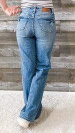 judy blue high waist tummy control 90s straight jeans destroyed knees JB88785REG MD