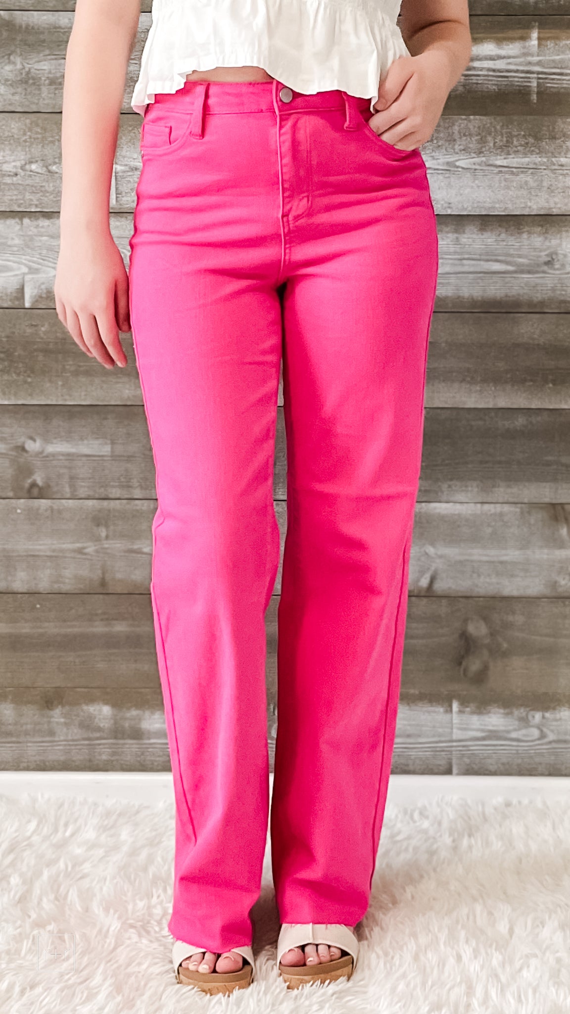 judy blue high waist garment dyed 90s straight jeans hot pink