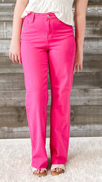 judy blue high waist garment dyed 90s straight leg jeans hot pink JB88816REG